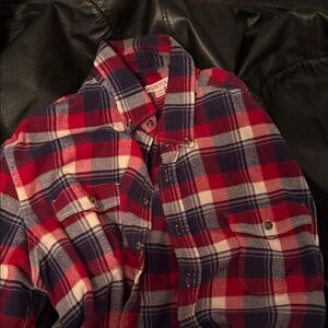 Merona Red and Blue Plaid Shirt Jacket